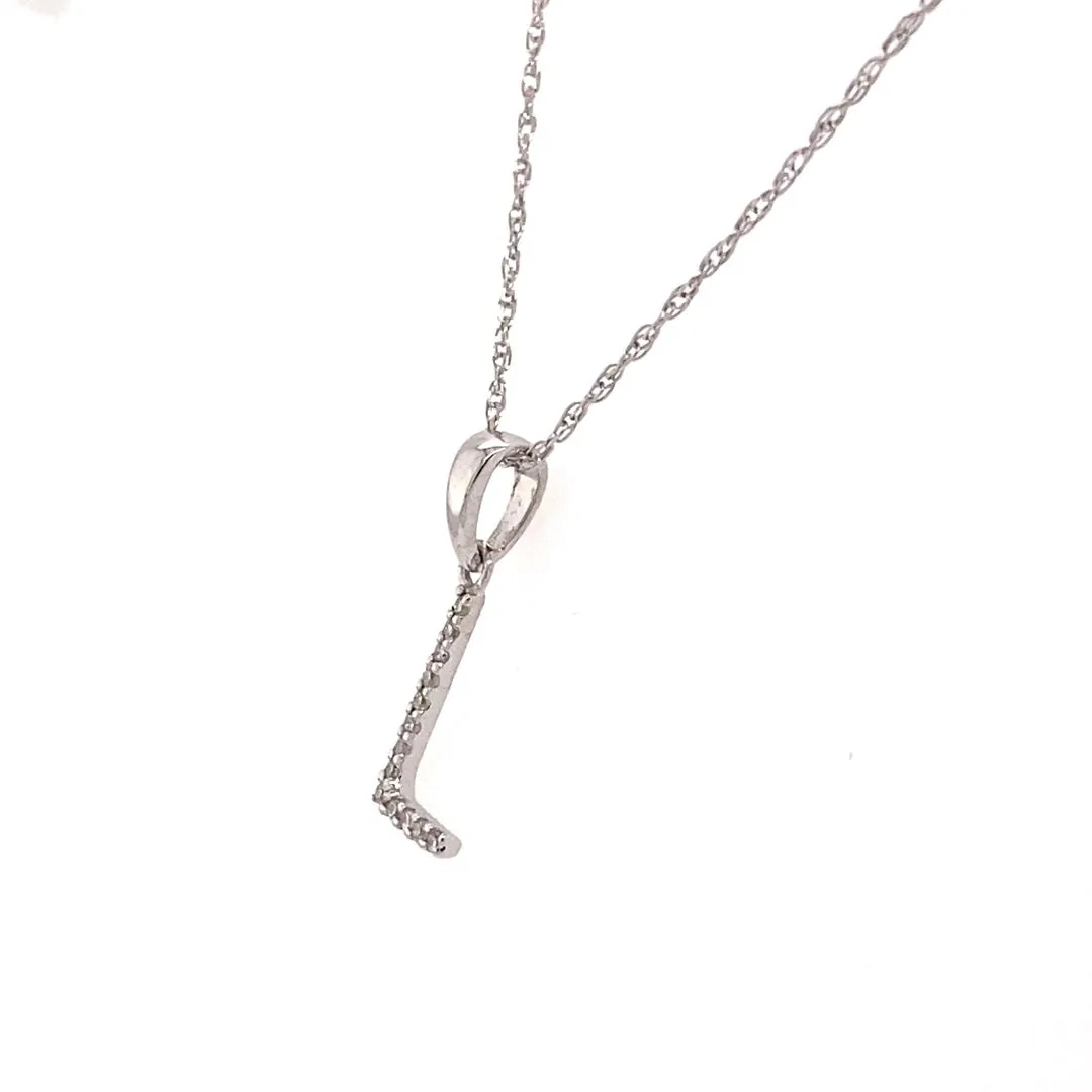 White Gold  "L" Initial Diamond Pendant