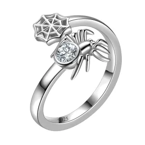 Women Jewelry Spider Ring Halloween Party Costume Accessories 925 Sterling Silver