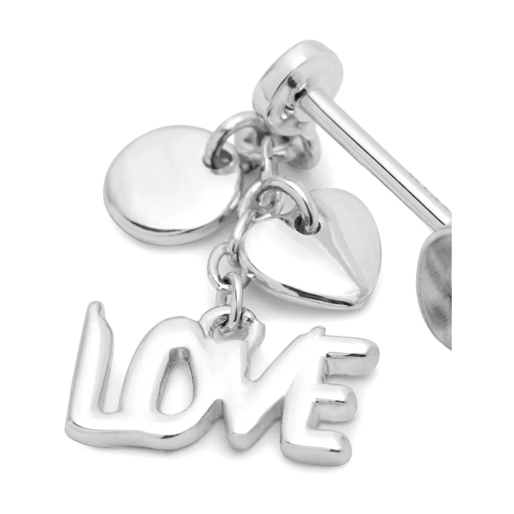 Word Love Dangling earring 1 pcs - Silver Plated