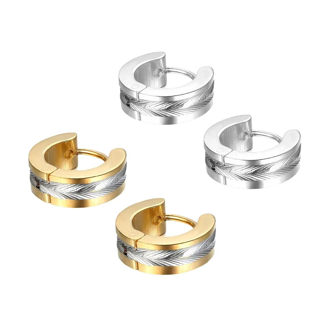 Yellow Chimes Hoop Earrings for Men Combo of 2 Pairs Stainless Steel Gold Silver Huggie Hoops Earrings for Men and Women