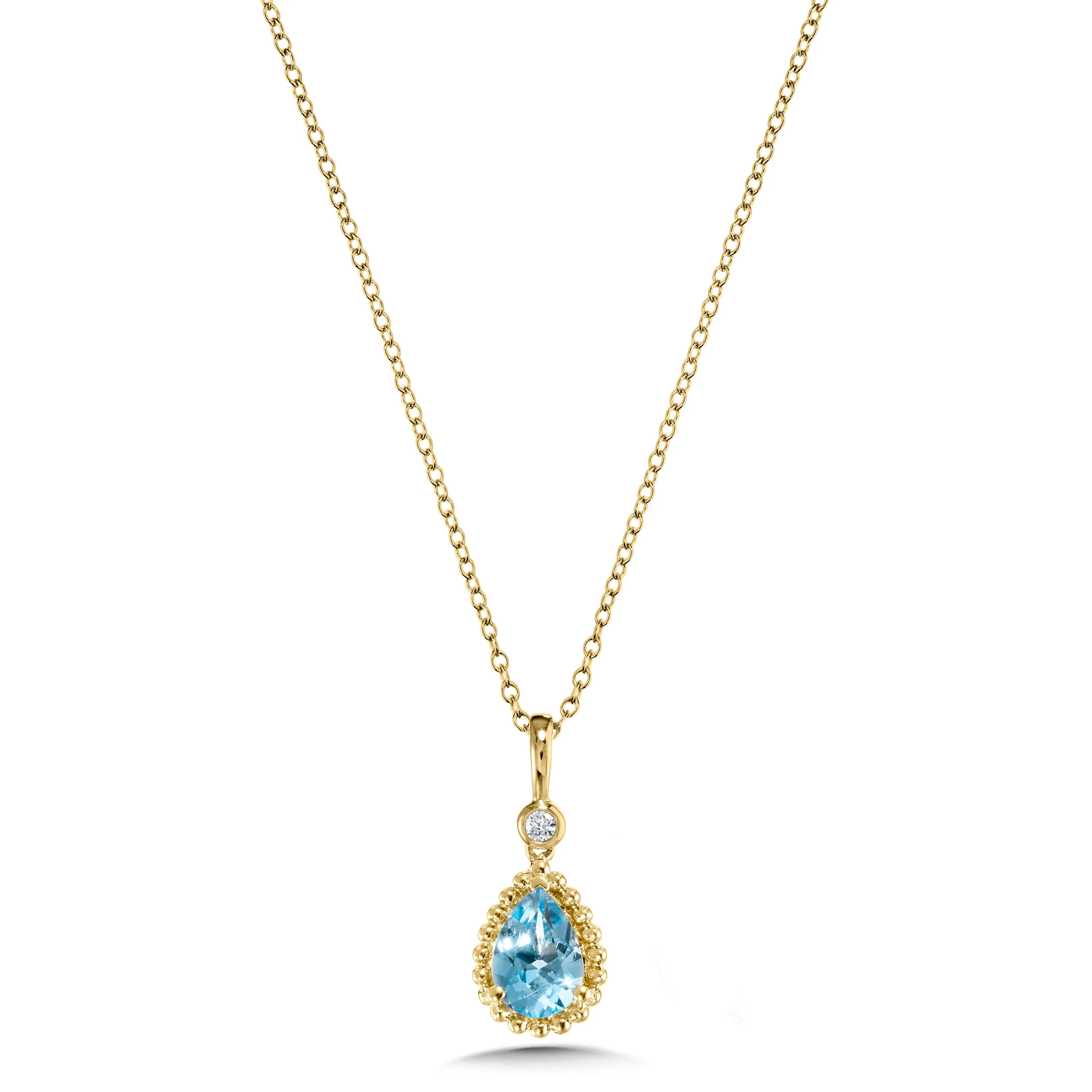 Yellow Gold Drop Style Blue Topaz  Pendants cgp783Y-DBT